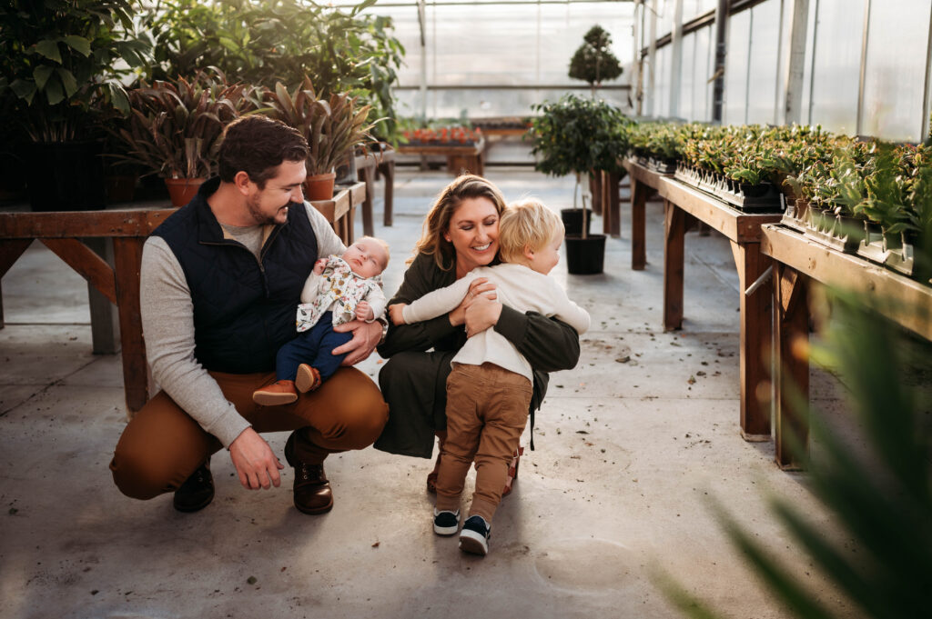 family photos at greenhouse